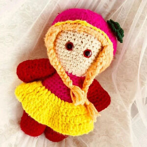 Cute & Colorful Plushy Crochet Knit Toy Braided Girl Doll 12" Ages 3+